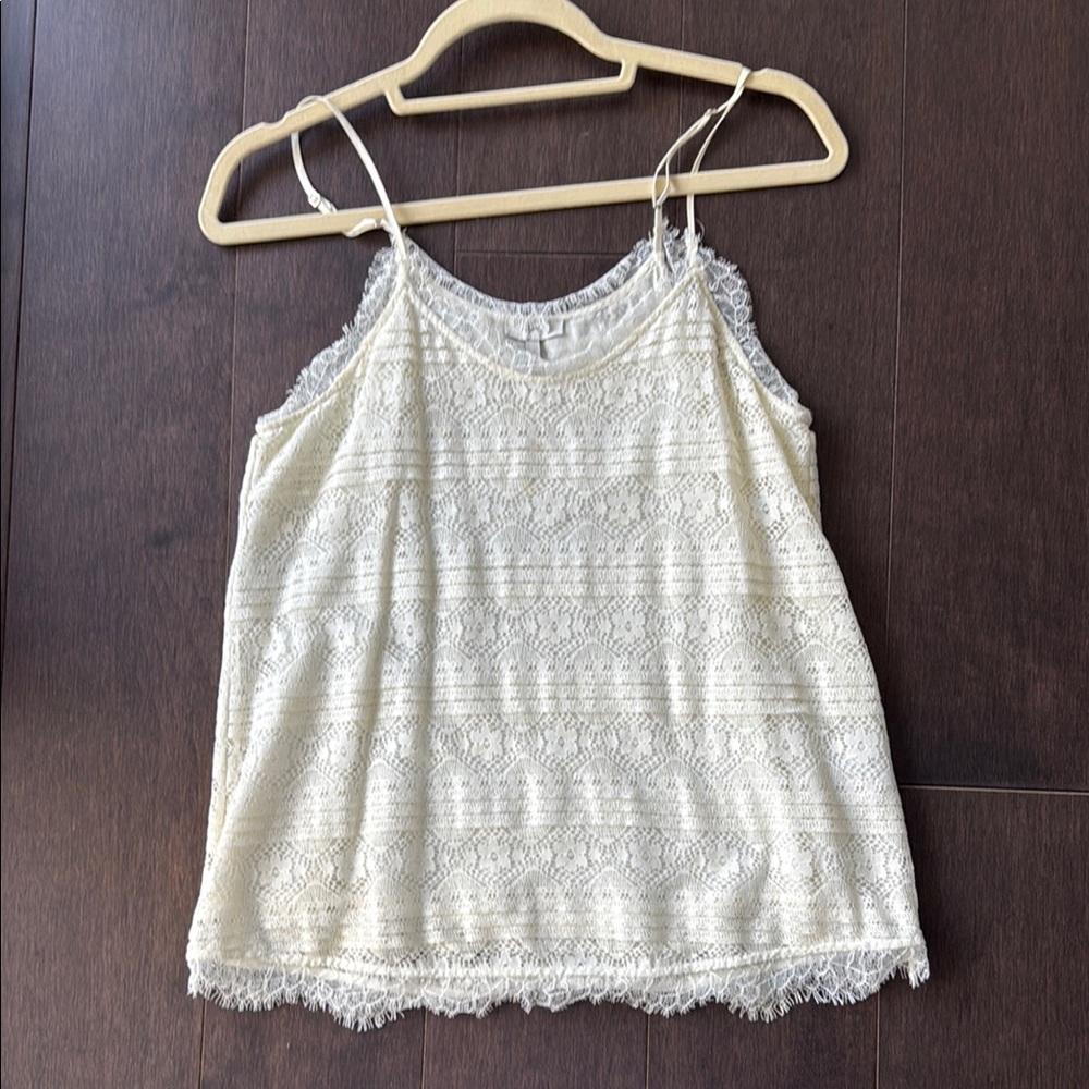 Joie lined size small Lace Trim Cream Top
